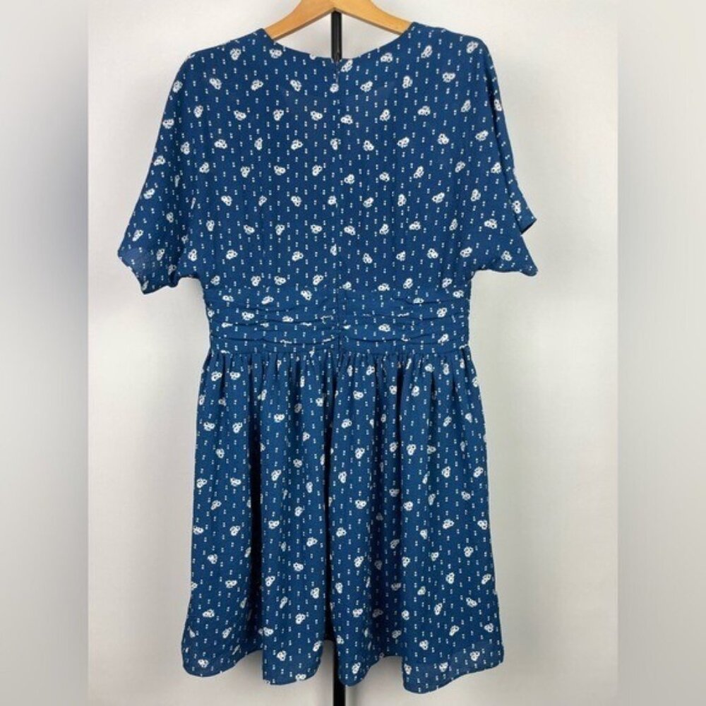 & Other Stories‎ Blue Floral Short Sleeve Lined A-Line Dress Size 10 - Picture 4 of 7